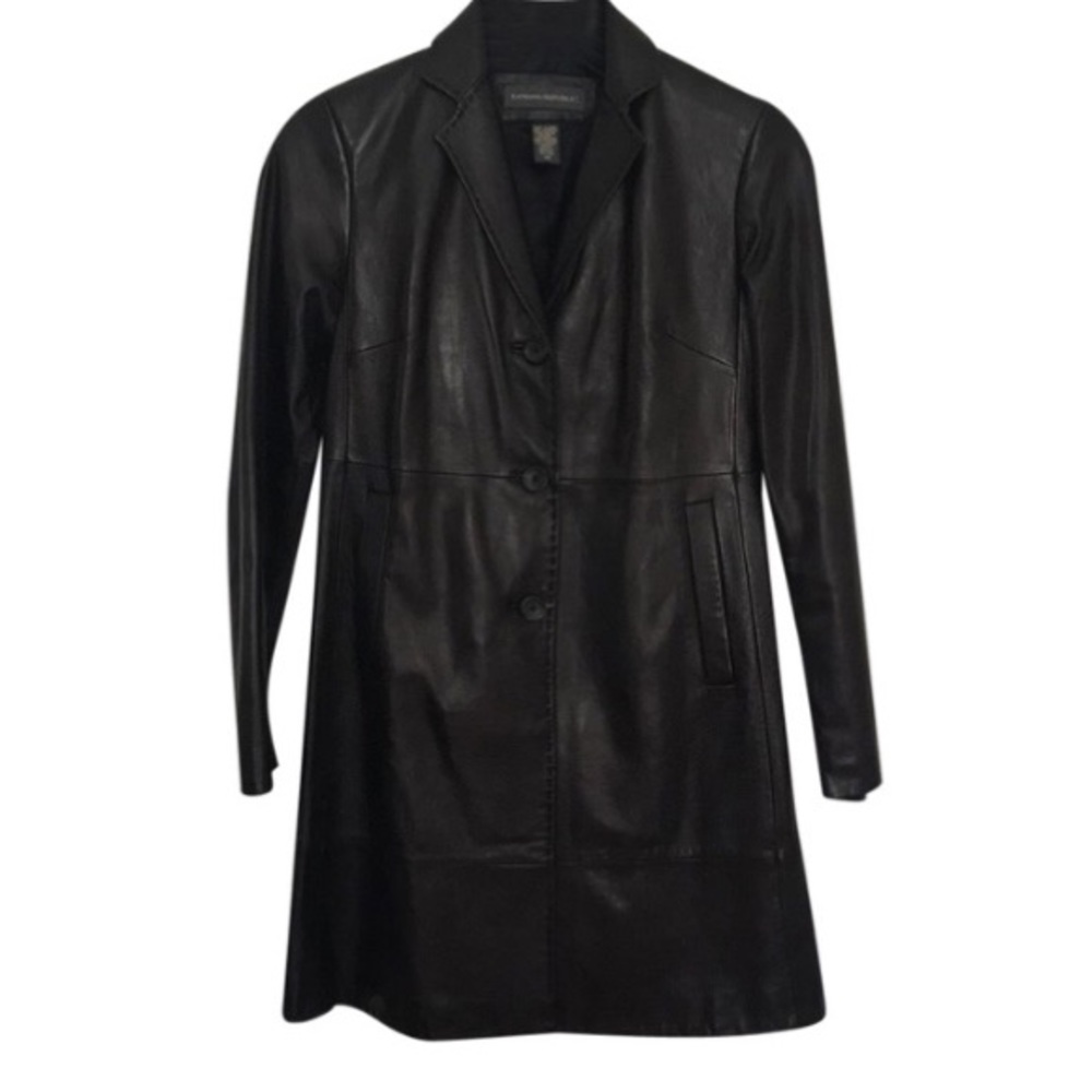 Banana republic black leather jacket size xs